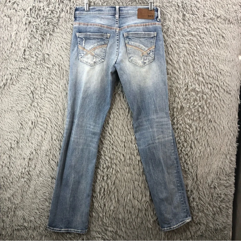 BKE Buckle Jeans Aiden Mens 30 Distressed Whiskered Straight Leg